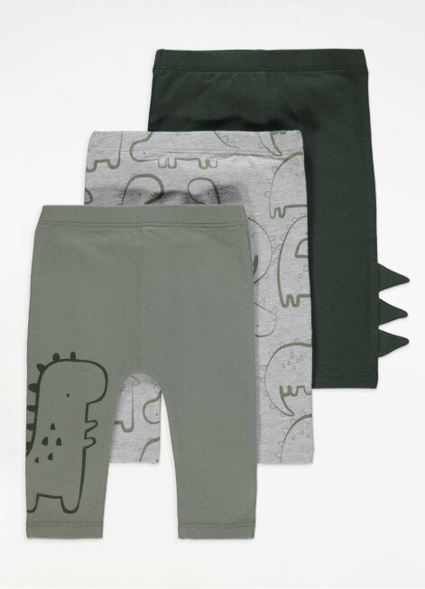 Khaki Dinosaur Leggings 3 Pack