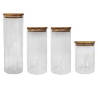 Glass jars with lids.
