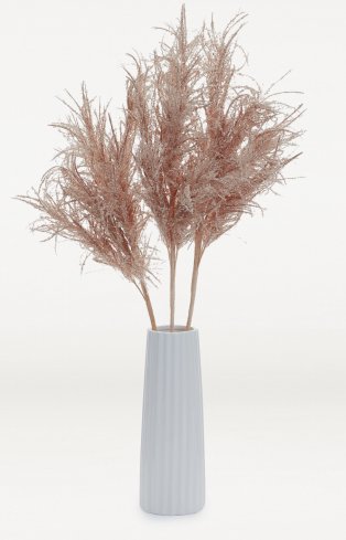 Vase with dried flowers.