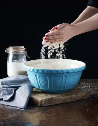 Bowl with hands doing baking.