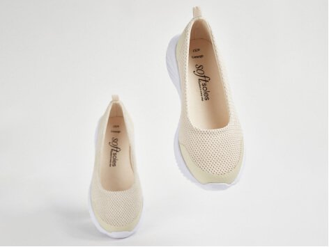 A pair of neutral sport comfort ballet pumps