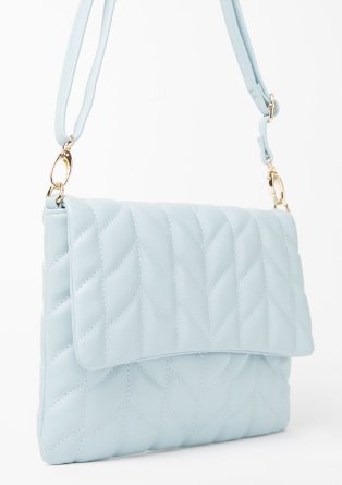 Blue padded side bag.