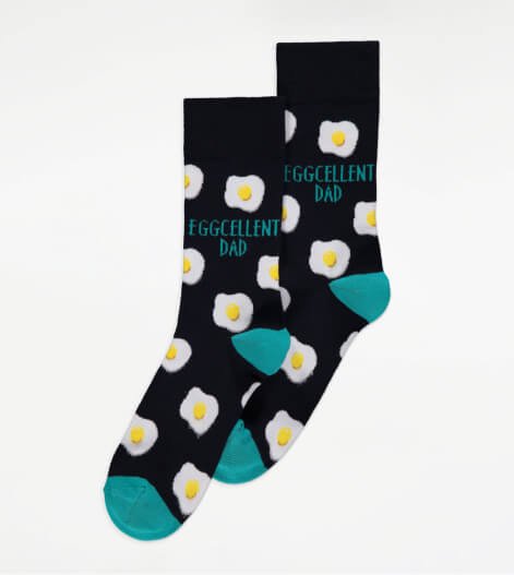 Black Eggcellent Dad Cotton Rich Ankle Socks.