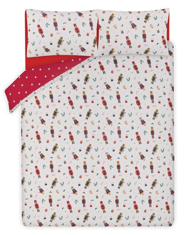 Red and white the nutcracker easycare reversible duvet set.