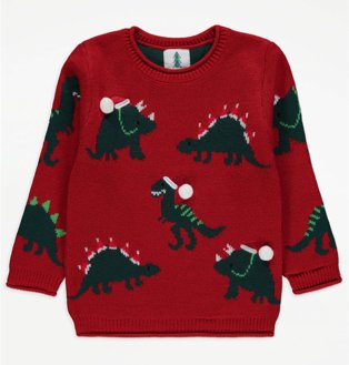 Red dinosaur Christmas jumper.