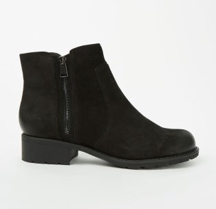 Black ankle boots with zip.